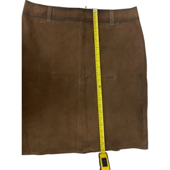 Massimo Dutti Womens Straight Skirt L Large Brown Suede Goatskin 5319/849 NWT - Picture 4 of 13